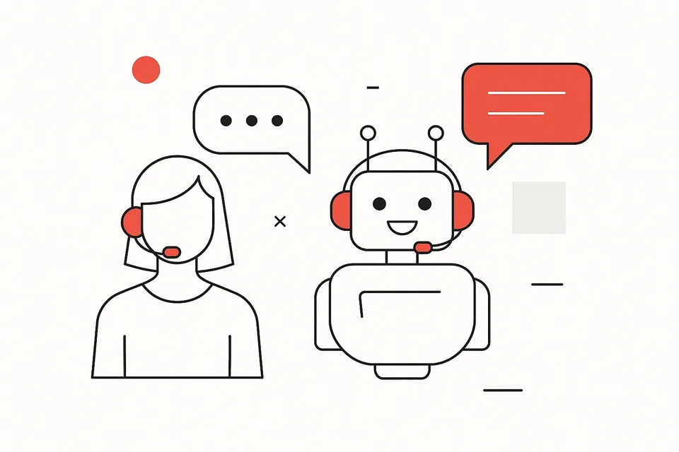 Kursabbildung: Chatbot im Gespräch mit einer Mitarbeiterin